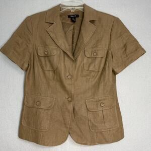 Style & Co.‎ Women'S Linen Short Sleeve Jacket Size 8 Classic Tailored Work Wear